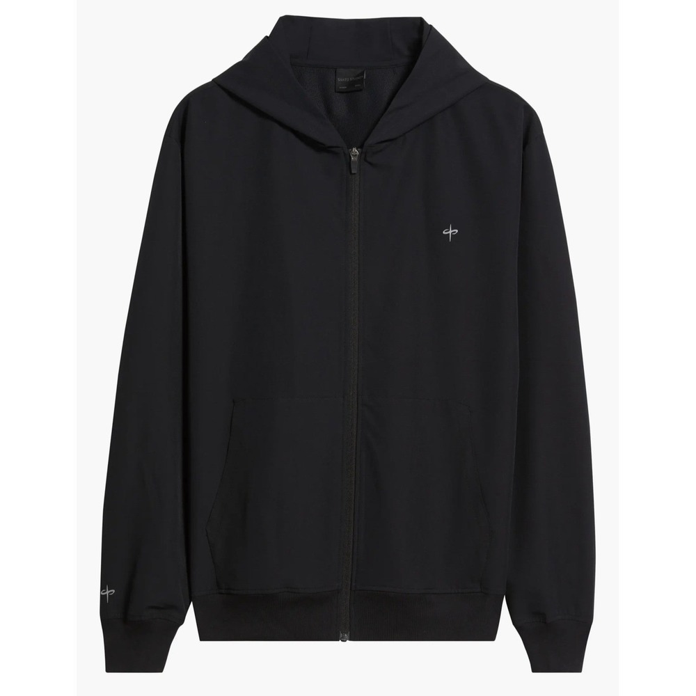 Santo Studio Mens Black Full Zip Hoodie Technical Lightweight Jacket Large - Picture 2 of 13
